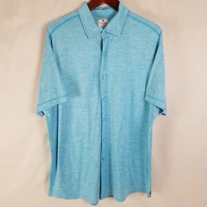 Cremieux Club‎ 38 XXL Mens Button Down Short Sleeve Blue Shirt Casual